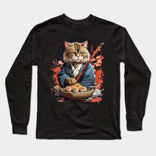 Cool Cat Sushi Art Long Sleeve T-Shirt